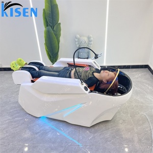 Kisen Cool Salon Furniture One Year Warranty Hot Selling Head Spa Hair Washing Table Shampoo Chair with <b>Led</b> <b>Light</b> - Product Image 5