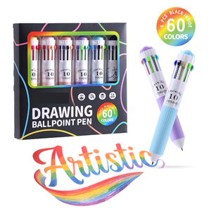 Stylo bille 10 couleurs 0,8 mm rétractable multicolore avec grip souple, stylo bille personnalisé avec logo pour livres de coloriage - Product Image 1