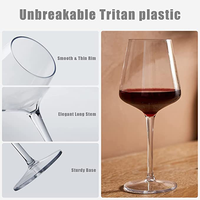 Verre à vin en Tritan incassable de qualité alimentaire 16 oz, gobelet à vin rouge réutilisable avec pied, design à séchage rapide pour fêtes et mariages