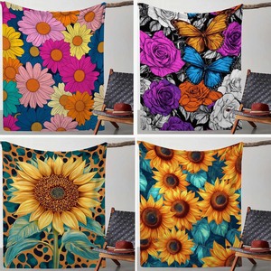 Manta de Franela con Estampado de Girasoles, Rectangular, Cálida y Acogedora para Cama, Sofá, Decoración del Hogar, Estilo Moderno, Uso en las Cuatro Estaciones - Product Image 6