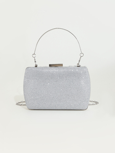 Sac de soirée carré noir original Bell pour femme, pochette élégante personnalisée avec chaîne en diamant, luxueux et scintillant, haute qualité, idéal pour mariage et fête - Product Image 6