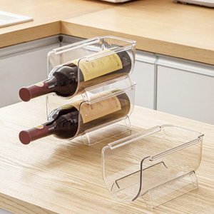Comptoirs de cuisine empilable casier à vin en plastique organisateur de stockage vin eau <span class=keywords><strong>porte</strong></span>-<span class=keywords><strong>bouteille</strong></span> réfrigérateur support de stockage de vin - Product Image 1