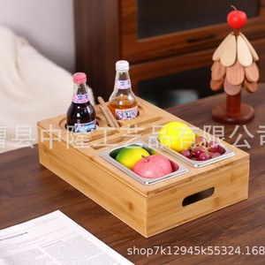 En stock : boîte de rangement pour canapé, boîte à collation en bois, porte-gobelet, boîte à collation, plateau pour fruits secs, boîte à bière. - Product Image 2