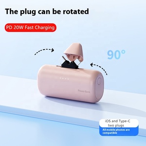 Thiết kế mới Pocket <span class=keywords><strong>Mini</strong></span> ngân hàng điện 5000mAh PD 20 Wát sạc nhanh với hai plug cho ip Android Điện thoại phổ sạc di động - Product Image 4