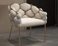 Fauteuil d'appoint de style scandinave, mobilier de salon, mobilier de maison, canapé, base en métal, chaise de salon de beauté en velours, chaise bulle