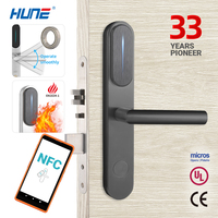 Serrure intelligente à pêne dormant HUNE Réseau Lora UL Serrure de porte d'hôtel Lutte contre l'incendie Avec code numérique PIN pour accès à distance par application