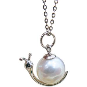 Pendentif en argent S925 avec perle DIY, suspension en forme d'escargot, avec perles rondes de 8 à 10 mm, pendentif en jade pour collier, 30727 - Product Image 5
