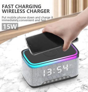 Lámpara Digital Magnética Multifuncional de Tela con Reloj Despertador RGB, Cargador Inalámbrico, Altavoz BT, Carga Rápida, Caja de Regalo para Navidad - Product Image 6