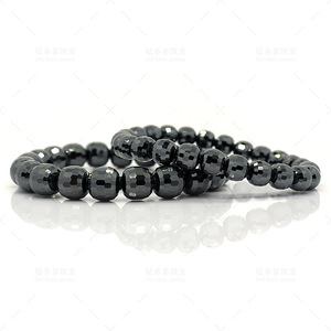 Black Moissanite <b>Beaded</b> <b>Bracelet</b> 10mm Geometric Cut Everyday Wear - Product Image 3