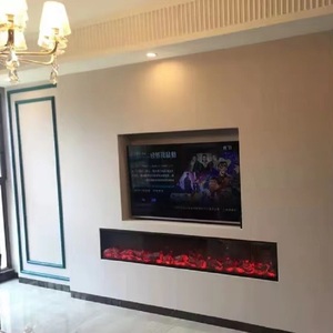 Chimenea Eléctrica Decorativa Integrada con <span class=keywords><strong>Llamas</strong></span> de Siete Colores, 700 mm, Negra, Control Remoto, Ahorro de Energía, Calefacción, Uso en Hoteles, Estilo Francés - Product Image 6