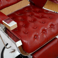 Chaise de Barbier Professionnelle Hydraulique Robuste de Haute Qualité en Cuir Synthétique Rouge Durable 360° pour Salon de Coiffure