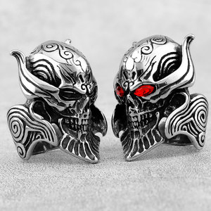 Anello Teschio da Uomo in Acciaio Inossidabile 316L, Stile Gotico Punk, con Occhi Rossi CZ e Medusa, Anello Sigillo da Biker, Resistente all'Ossidazione, Pronto per la Spedizione - Product Image 4