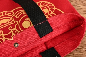 Borsa tote in tela con stampa di bestie mitiche in stile cinese, borsa a tracolla in cotone riutilizzabile ecologica per lo <span class=keywords><strong>shopping</strong></span> quotidiano delle donne - Product Image 5