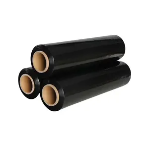 Factory Pallet Wrapper Black Stretch <b>Wrap</b> Film <b>Plastic</b> Machine/Hand Use Stretch Wrapping Film for Pallet Packing - Product Image 1