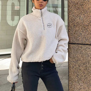 <span class=keywords><strong>Pull</strong></span> en molleton sherpa à col roulé épais pour <span class=keywords><strong>femme</strong></span>, style streetwear, demi-zip, chaud, pour l'hiver - Product Image 6