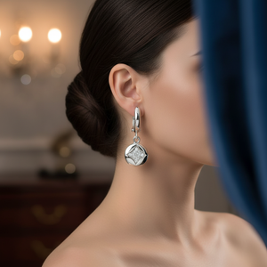Geometric Design Round Jewellery White CZ Stone Turkish Wholesale 925 Sterling <b>Silver</b> Jewelry <b>Dangle</b> <b>Earrings</b> - Product Image 3