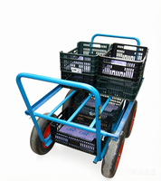 Chariot de récolte en acier thermolaqué à 4 roues pour serres – Vente en gros