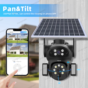 Hongnaer 8MP 3 فيديو عدسة مزدوجة لاسلكية تعمل بالطاقة الشمسية كاميرا مراقبة V380 Pro 4K في الهواء الطلق بطاقة Sim Sim Solar - Product Image 6