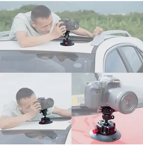 6" Camera Suction Mount Metal Car Mount Air Pump Vacuum Suction Cup With 1/4" 3/8" ARRI Mounting Holes