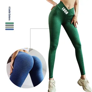 Leggins de ginástica, de alta qualidade, para treino, à prova de agachamentos, fitness, corte em v, para yoga, feminina