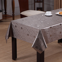 Nappe en PVC marron géométrique RNPT avec support tissé, imperméable, facile à nettoyer, revêtement métallique pour table à manger