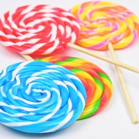 Wholesale Hard Candy Fruit Flavors Halal Sweets Colorful Rainbow Swirl Lollipop