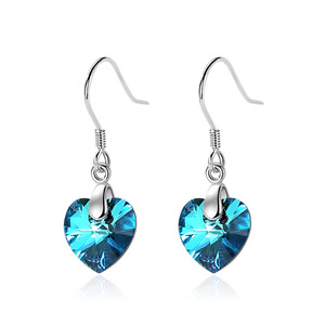 S925 conjunto de cristal en forma de corazón de plata esterlina collar con colgante de corazón azul para mujer - Product Image 6