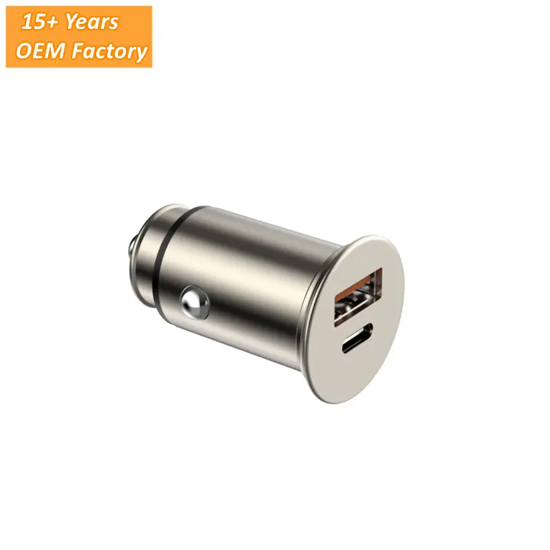 Smart Aluminium Alloy 12V 65W 100W Pd Qc 3.0 Portable Type C Dual Usb For Iphone 14 Super Fast Charging Car Charger