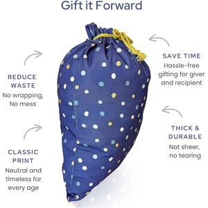 Sacchetto Personalizzato di Alta Qualità con Scritta '<span class=keywords><strong>È</strong></span> il Mio Compleanno', Borsa in Tela con Coulisse Blu a Pois per Regali di Compleanno e Viaggi - Product Image 6