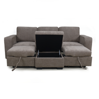 Canapé d'angle en tissu taupe foncé avec rangement latéral et lit gigogne pour salon, appartement, mobilier de maison