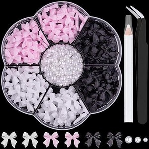 Caja de Accesorios para Uñas <span class=keywords><strong>con</strong></span> Mariposas de Resina 3D, Colección Mixta de Perlas, Lunas y Corazones, Accesorios Pequeños para <span class=keywords><strong>Manicura</strong></span> DIY - Product Image 5