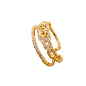 <span class=keywords><strong>Bague</strong></span> Double couche pour femmes, anneau Simple Ins Fashion, Style élégant, Zircon, ouverture réglable, cadeau pour petite amie, <span class=keywords><strong>2023</strong></span> - Product Image 3