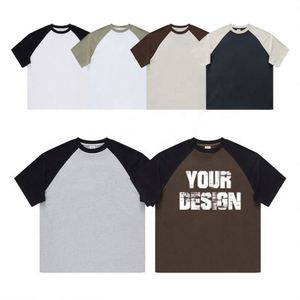 High Quality Blank Mixcolor Unisex Custom Print Logo Cotton American Retro Style <b>Tshirts</b> for Men Summer - Product Image 2