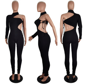 Combinaison asymétrique moulante et sexy à une seule manche pour femme – Tendance - Product Image 6