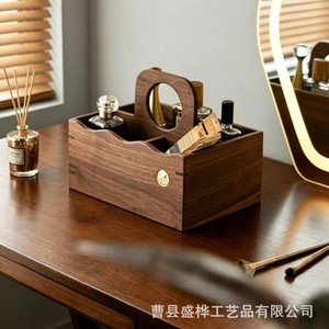 Wooden Desktop Cosmetic Storage <b>Box</b> Solid Color A-414 For <b>Makeup</b> Jewelry Perfume Skincare Organizers - Product Image 3
