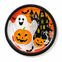 Assiettes en papier d'Halloween, rouleau de matériau brut pour assiettes en carton, feuille de carton pour la fabrication d'assiettes, fournisseur direct en gros pour usines