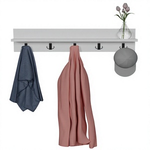 Porte-manteau mural multifonctionnel et support à vêtements de style moderne pour salle de bain et salon, en bois - Product Image 1