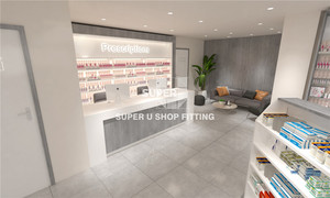 Estantería clásica de vidrio gris para pared de farmacia, <span class=keywords><strong>Centro</strong></span> de Medicina personalizado, muebles de diseño Zigzag - Product Image 2