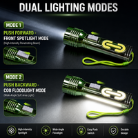 Mini lampe torche solaire LED rechargeable Type-C, lampe de poche COB, lampe de travail à gradient, lampe portative 57g pour le camping et les activités de plein air