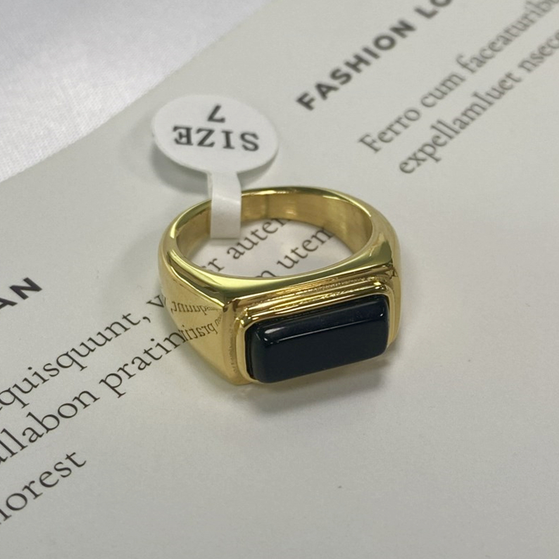 18金　シグネットリング　オニキス　18KYG 金無垢　ビンテージ オニキス シグネット リング 18K ゴールド ヴェルメイユ – 男性
