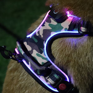 QQPETS, arnés de lujo para perros, luz <span class=keywords><strong>LED</strong></span> y reflectante, táctico, resistente, duradero, ajustable, función acolchada, diseño personalizado gratuito - Product Image 6