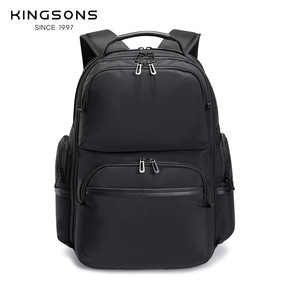 Kingsons Men's Business <b>Backpack</b> 20-35L Waterproof Multi Compartment Travel Bag <b>Black</b> Solid Color - Product Image 3