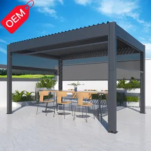 OEM cho các thương hiệu nổi tiếng 3x3 3x4 4x4 6x4m ngoài trời không thấm nước nhôm bioclimatic pergola Bìa nhôm louvered pergola