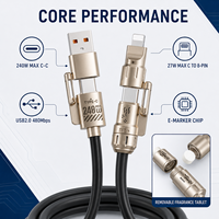 Kabel Data USB-C Tipe-C 240W Berkualitas Tinggi dengan Selubung Silikon Kepang dan Tembaga Murni untuk Smartphone, Power Bank, dan Permainan