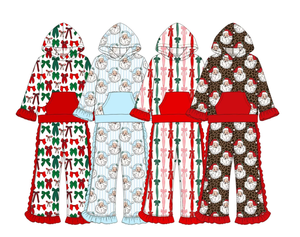 Conjunto de pijama navideño para niñas, sudadera con capucha de manga larga, pantalones con volantes, conjunto de 2 piezas - Product Image 6