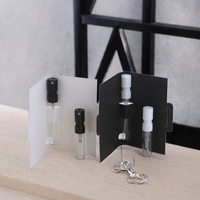 Flacon d'échantillon de parfum miniature en verre avec logo personnalisé, 1 ml, 2 ml, flacon vaporisateur avec carte en papier, emballage à étiquette privée