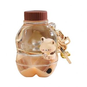 2022 New Cute Acrylic Keyring <b>Key</b> Chain <b>Ring</b> Oil Floating Little Bear Bubble Boba Quicksand Milk Tea Cup Liquid Keychain - Product Image 6