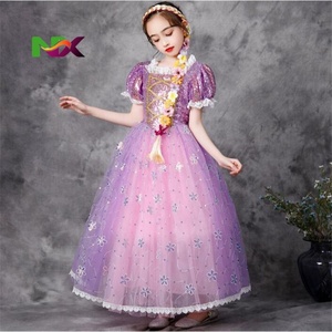 Disfraz <span class=keywords><strong>de</strong></span> Princesa Rapunzel <span class=keywords><strong>para</strong></span> Niñas, Vestido <span class=keywords><strong>de</strong></span> Fiesta <span class=keywords><strong>de</strong></span> Tul con Lentejuelas y Mangas Cortas, Exquisito Vestido <span class=keywords><strong>de</strong></span> Navidad - Product Image 5