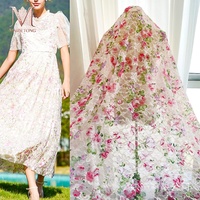 Tela de Encaje Elástica con Estampado Floral y Lazo Suave, 88% Nailon, 12% Elastano, para Lencería y Camisetas Interiores de Mujer