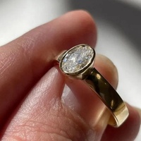 Anillo de Compromiso con Diamante Cultivado en Laboratorio, Corte Ovalado de 3CT, Banda Gruesa, Oro Sólido de 10K/14K/18K, Certificado IGI, CVD/HPHT, Personalizado